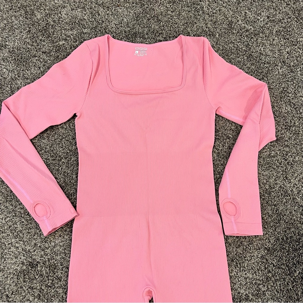 Pink Ribbed Jumpsuit - Picture 3 of 7
